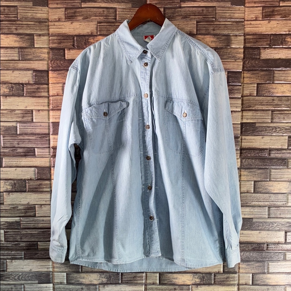 EUC Vintage 90’s White Stag Blue Casual Button Down Shirt Medium